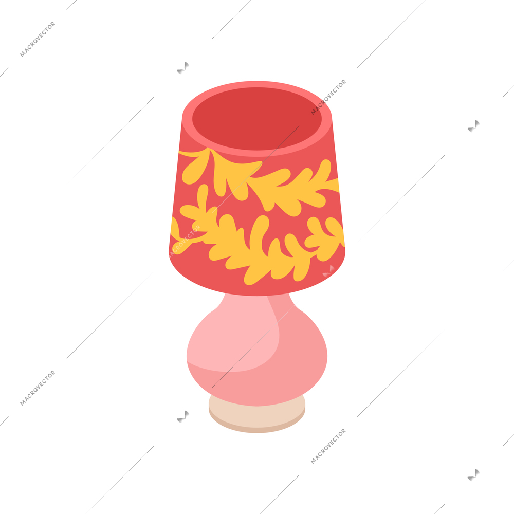 Pawn shop isometric composition with isolated image of lamp for bedside table vector illustration