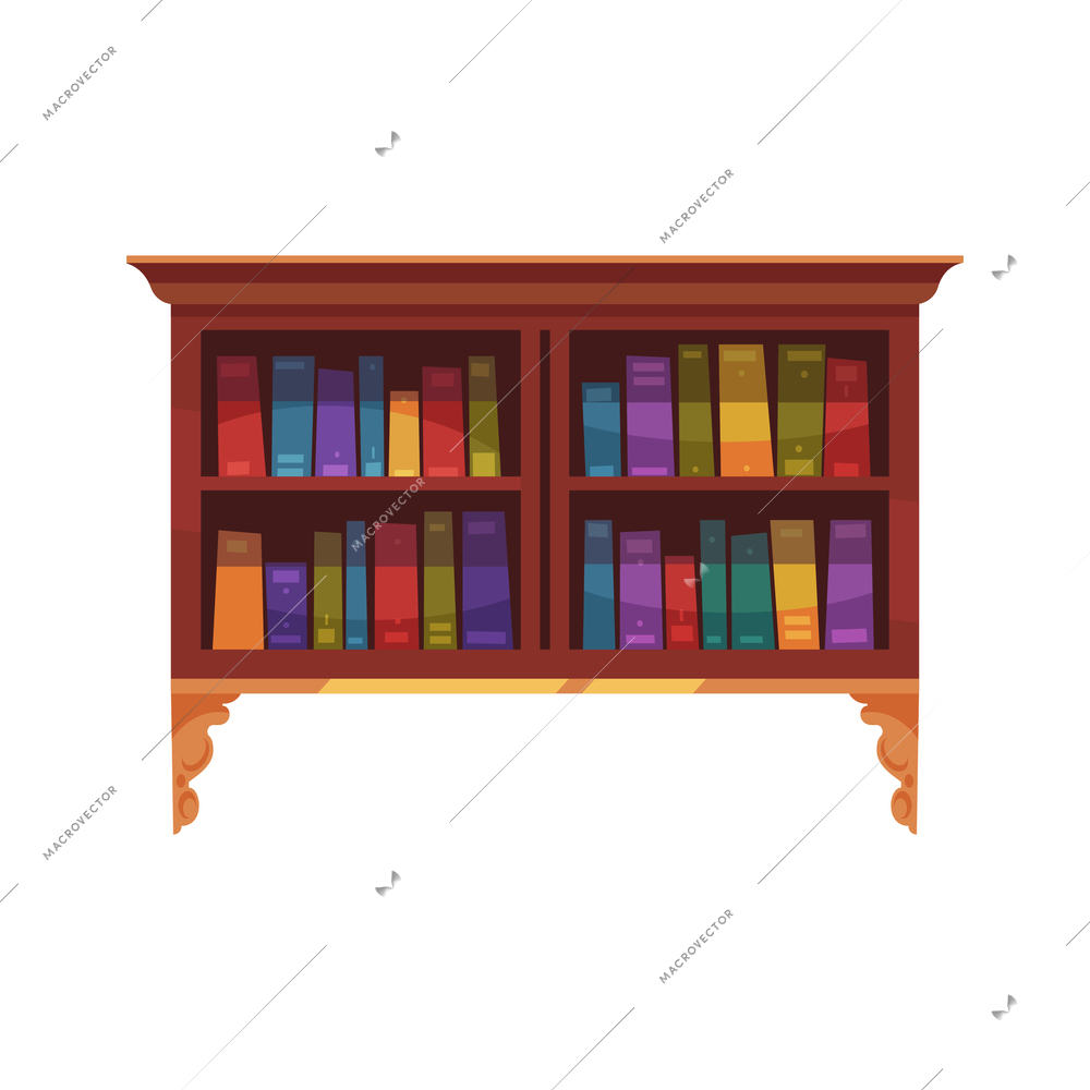 Old library interior composition with isolated image of file cabinet with old books vector illustration