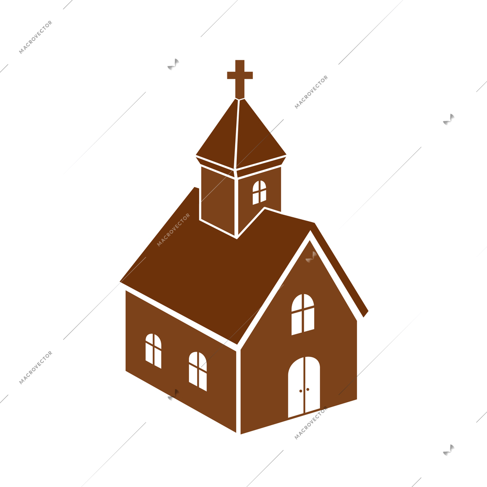 Christian church icon monochromatic isolated vector illustration