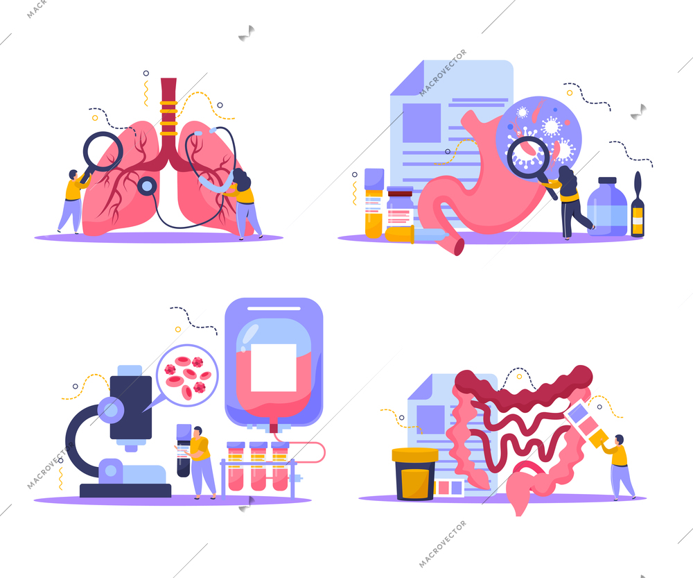 Health checkup concept icons set with healthcare  symbols flat isolated vector illustration