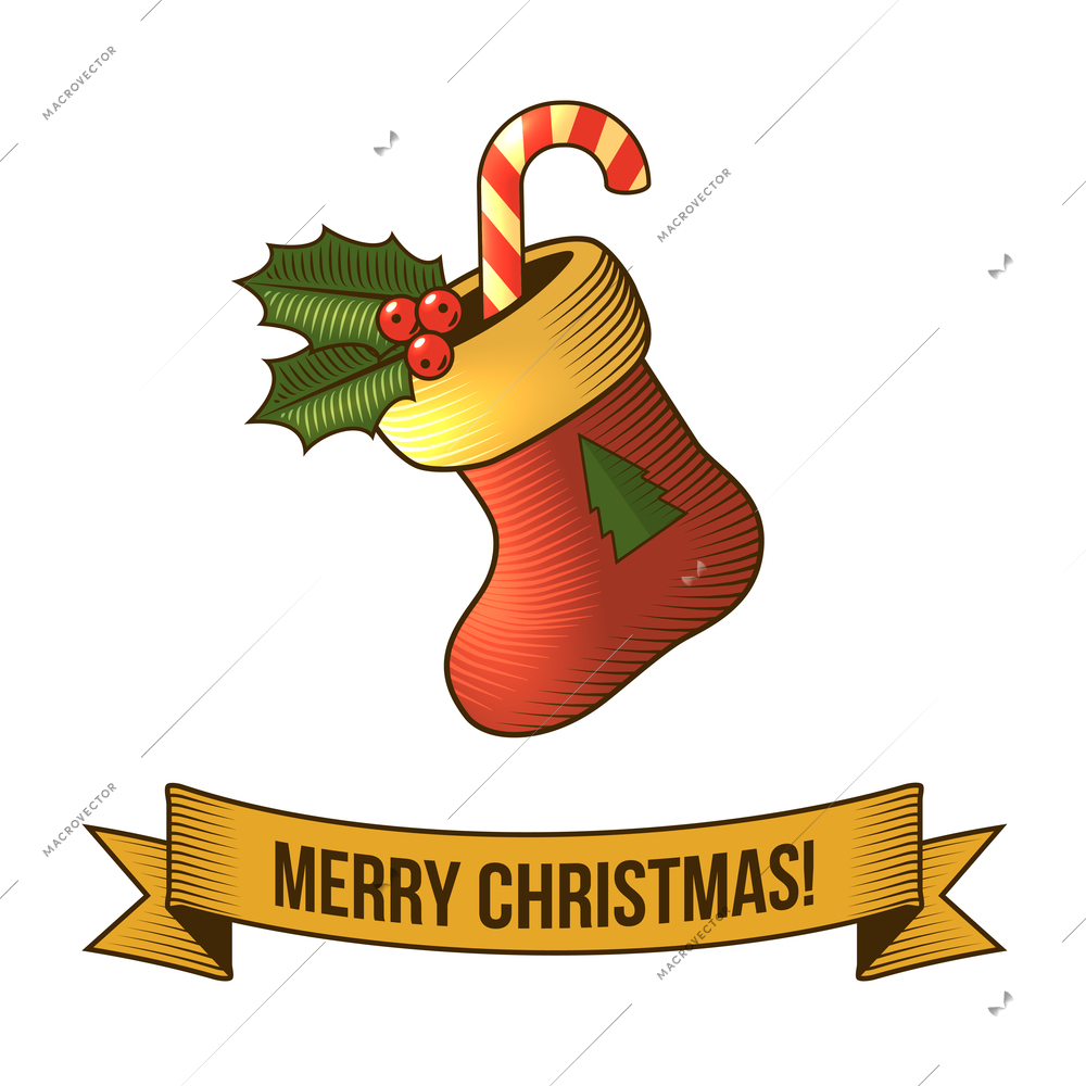 Merry christmas new year holiday deer icon with ribbon vector illustration