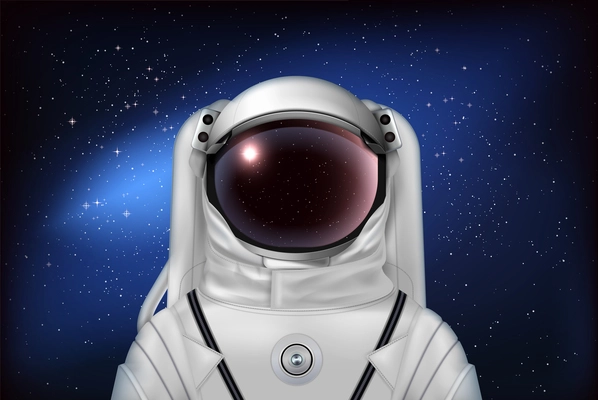 Spaceman in pressure suit out space among stars Vector Image