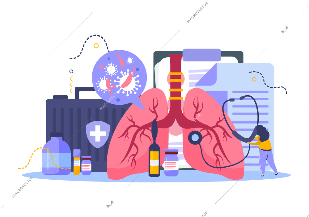 Health checkup concept with healthcare and checklist symbols flat vector illustration