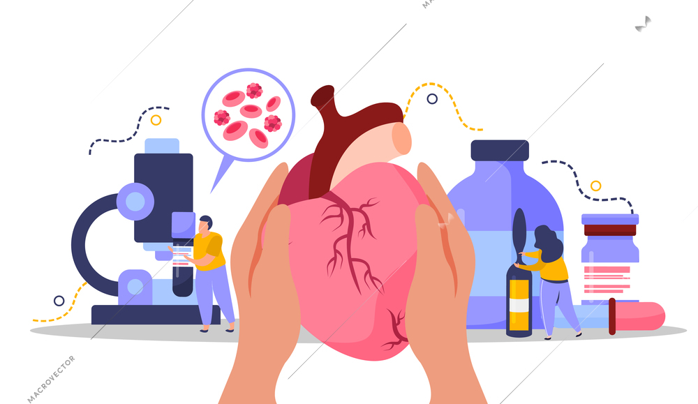 Health checkup concept with healthcare awareness symbols flat vector illustration