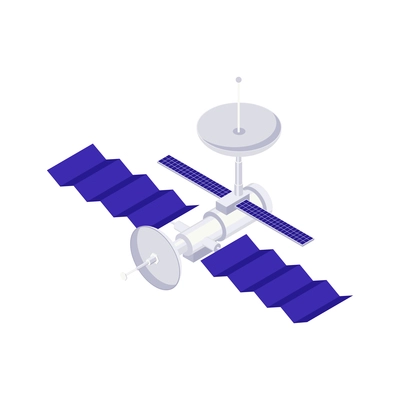 Gps satellite isometric icon on white background 3d vector illustration