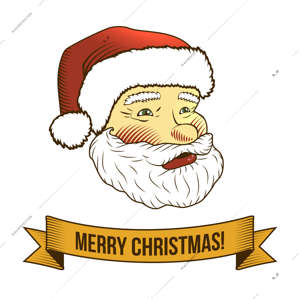 Merry christmas new year holiday santa claus icon with ribbon vector illustration