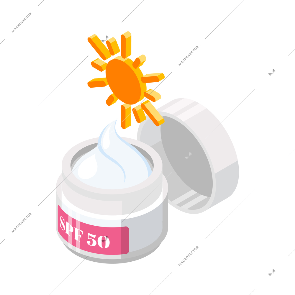 Plastic jar of sunscreen with spf 20 isometric icon vector illustration