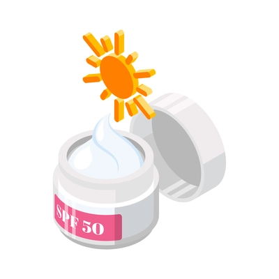 Plastic jar of sunscreen with spf 20 isometric icon vector illustration