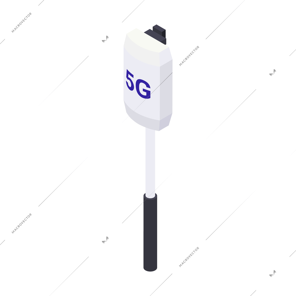 Isometric 5g internet receiver on white background 3d vector illustration