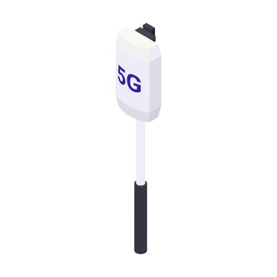 Isometric 5g internet receiver on white background 3d vector illustration