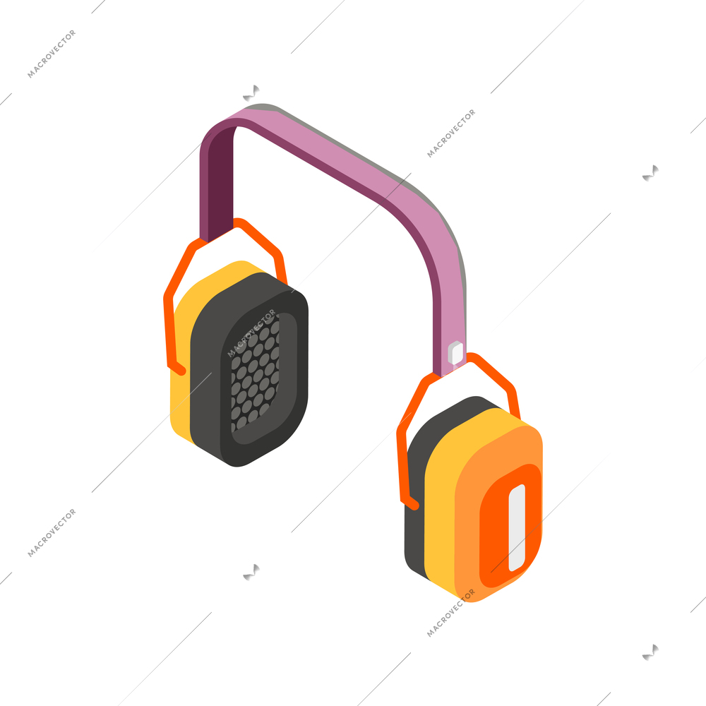 Isometric wireless headphones icon on white background 3d vector illustration