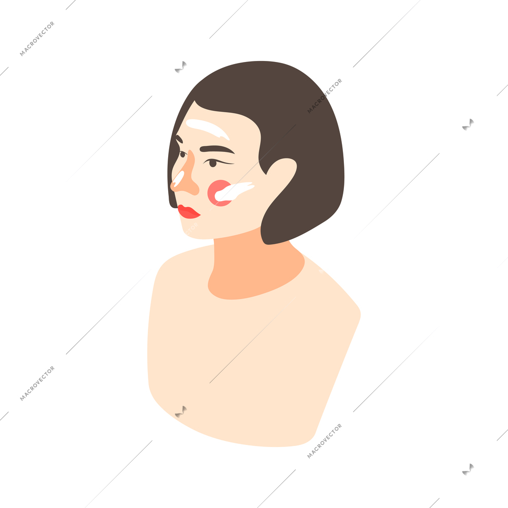 Isometric icon of female character with cream on face vector illustration