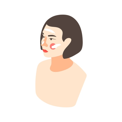 Isometric icon of female character with cream on face vector illustration