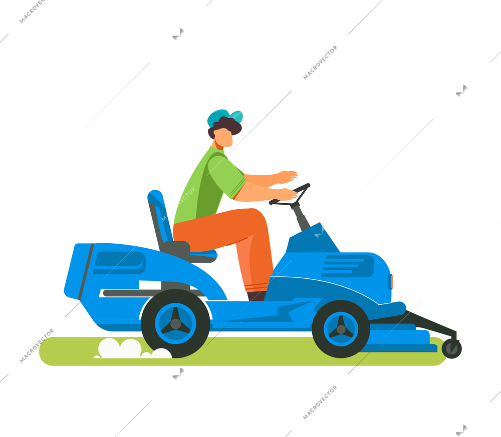 Flat icon with man driving street cleaning vehicle vector illustration