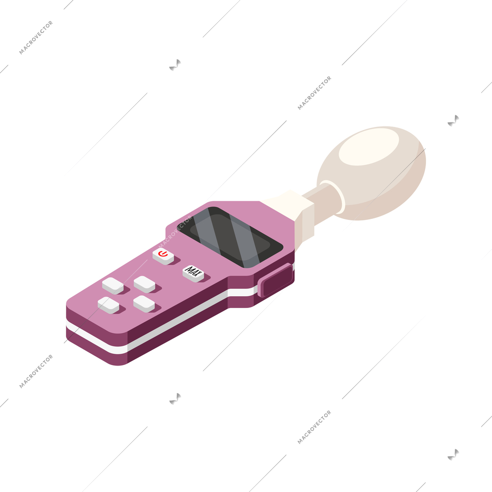 Isometric electronic noise measuring device on white background 3d vector illustration