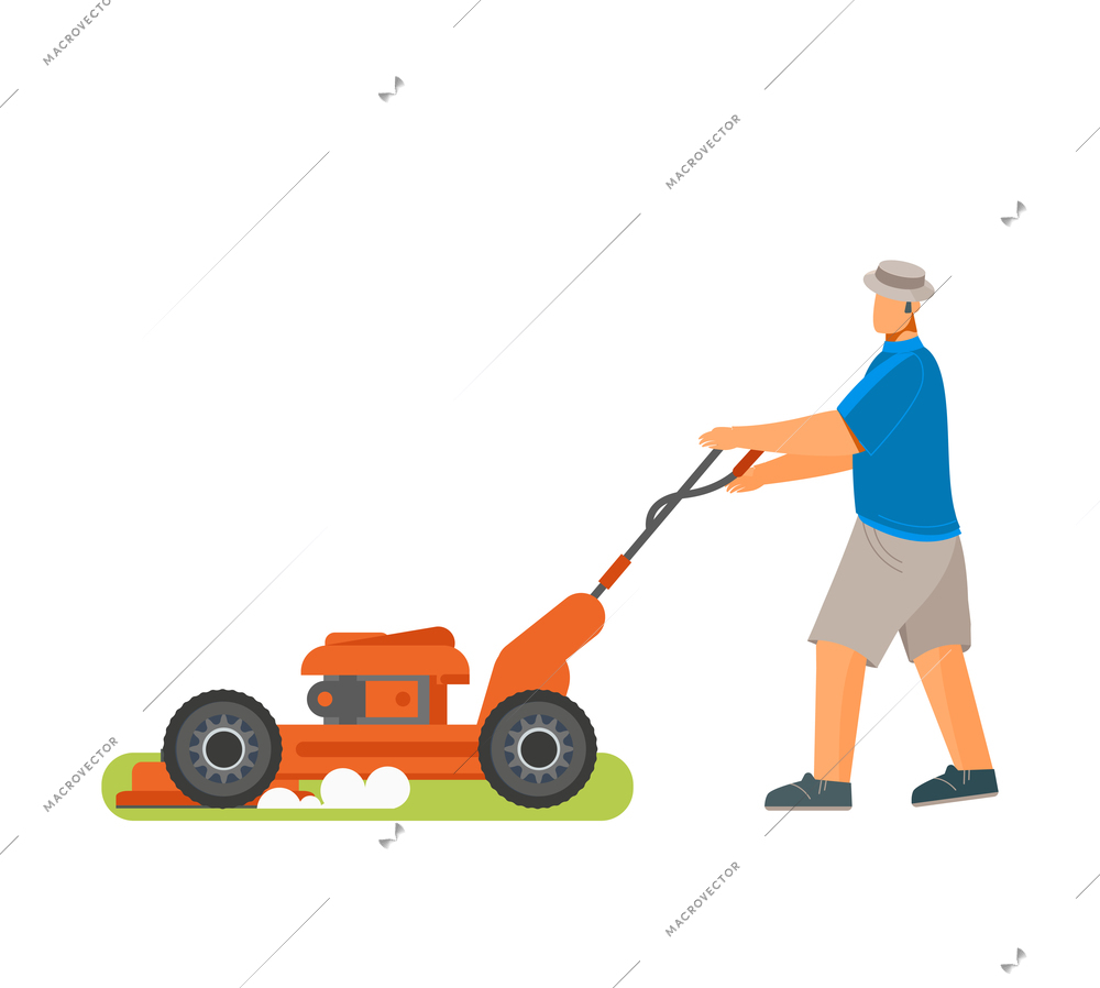Flat icon of character cleaning streets with equipment vector illustration