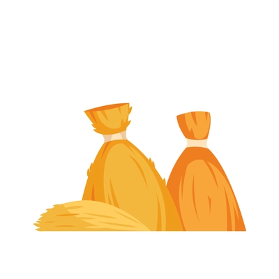 Dry haystacks on white background cartoon icon vector illustration