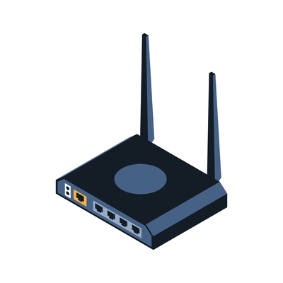 Black wifi router isometric icon on white background 3d vector illustration