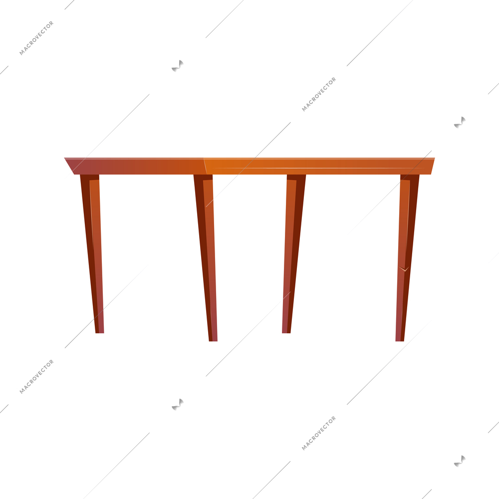 Flat icon with wooden dinner table on white background vector illustration