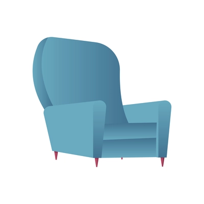 Blue armchair with large back flat icon vector illustration