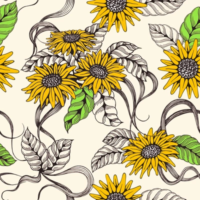 Romantic sealmess yellow floral background vector illustration