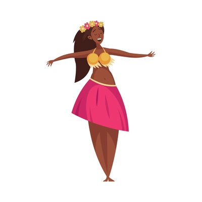 Cartoon hawaiian girl dancing hula vector illustration