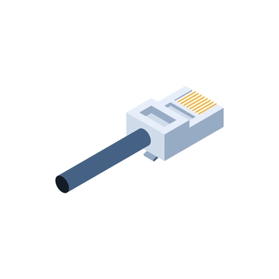 Isometric piece of ethernet cable icon on white background vector illustration