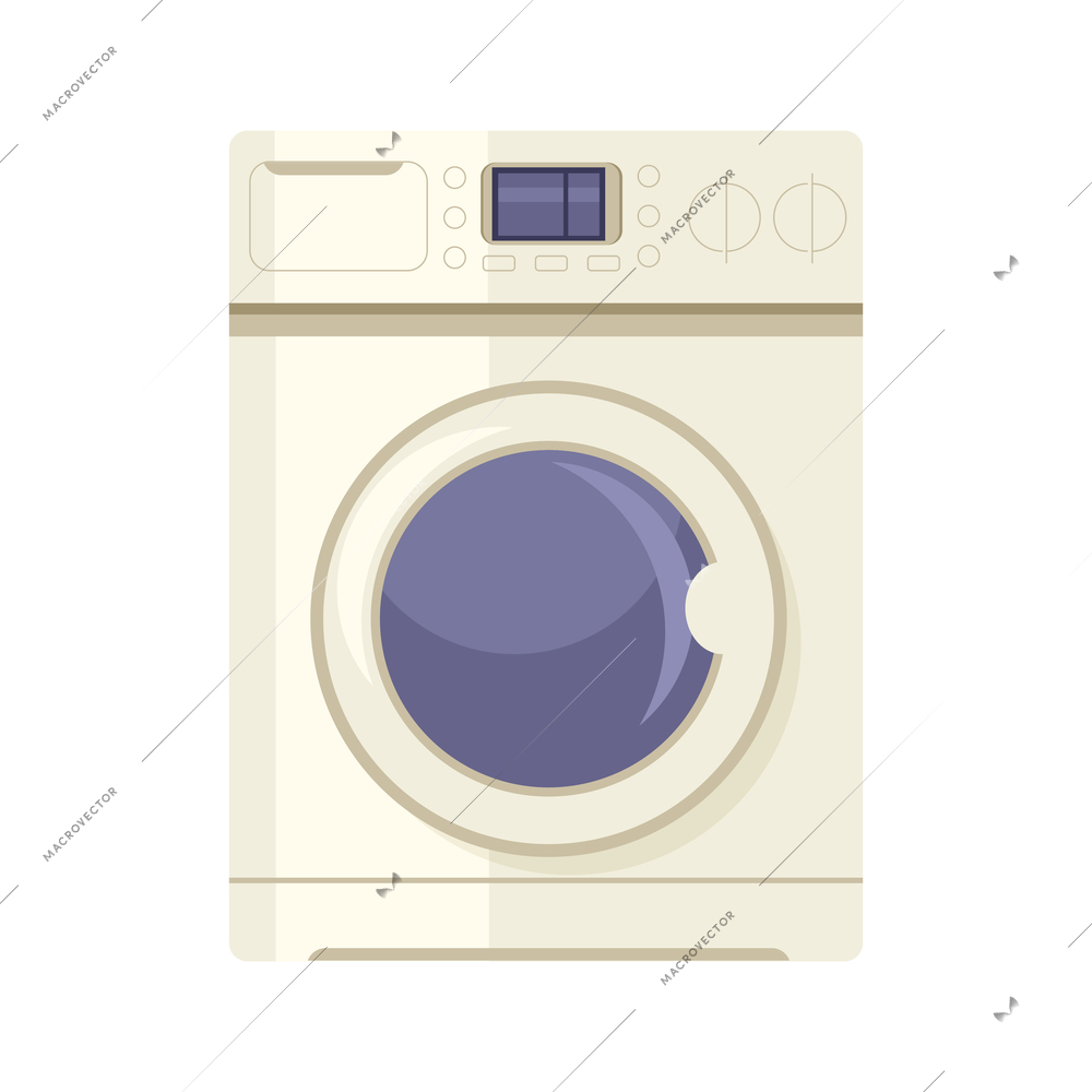 Flat icon with modern white washing machine vector illustration