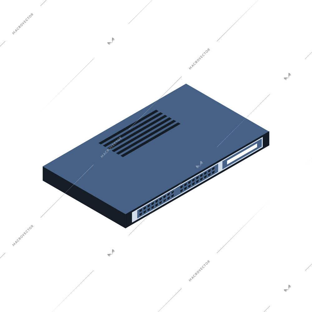 Isometric icon with 3d network switch on white background vector illustration