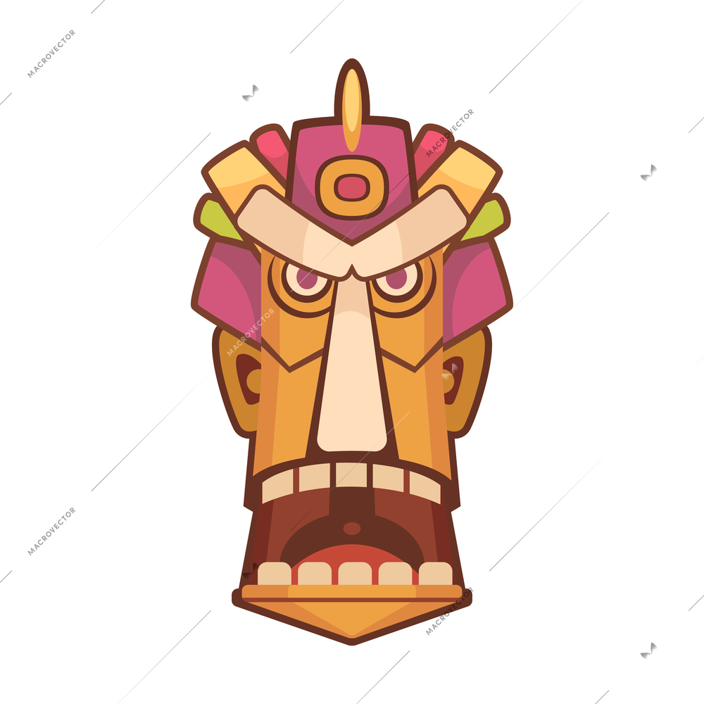 Cartoon icon of hawaiian tiki mask on white background vector illustration