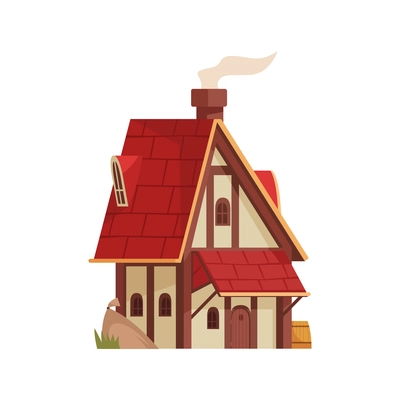 Cartoon icon of medieval house on white background vector illustration