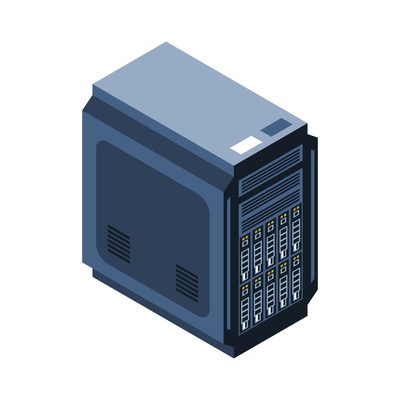 Isometric icon with computer hardware system unit on white background 3d vector illustration