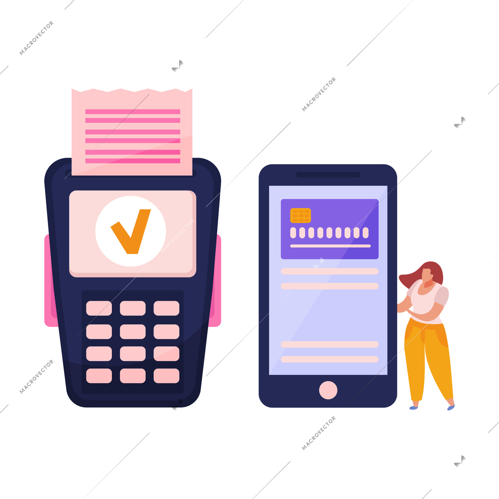 Flat icon with contactless payment using smartphone vector illustration