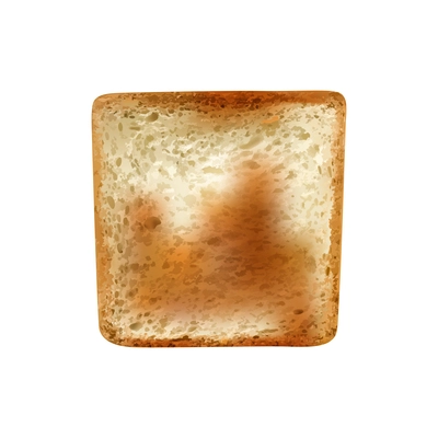 Square toasted wheat bread slice on white background realistic vector illustration