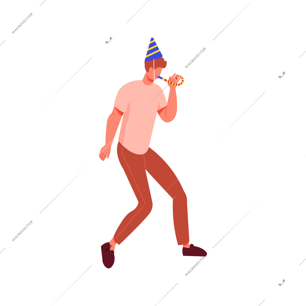 Happy man character dancing at party flat vector illustration