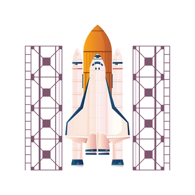 Flat icon with space rocket ready to launch on white background vector illustration