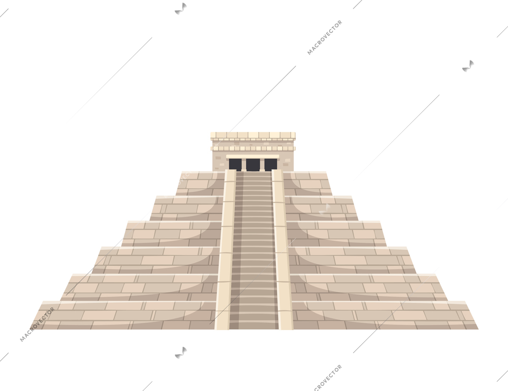 Ancient mayan pyramid cartoon icon on white background vector illustration