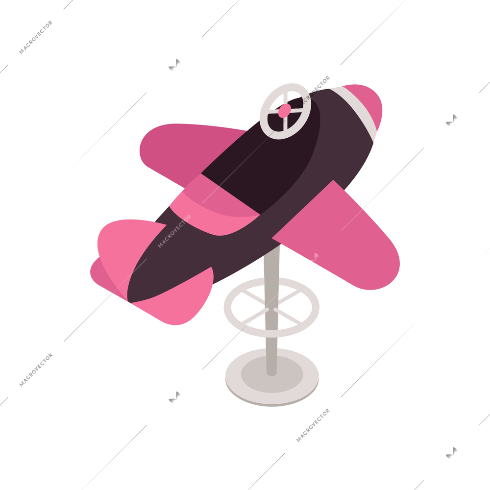 Isometric icon with plane child seat for hairdresser salon on white background vector illustration