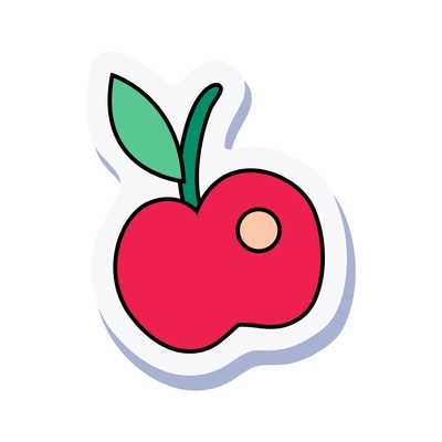 Hand drawn red apple sticker vector illustration