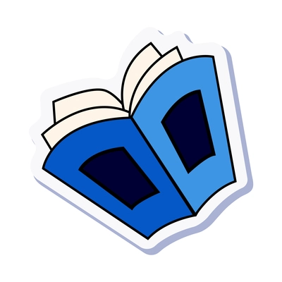 Doodle sticker with open blue book vector illustration