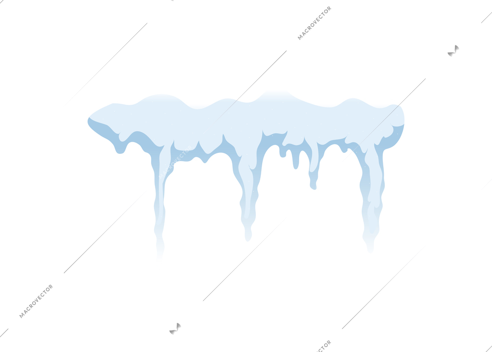 Light blue snow cap on white background realistic vector illustration