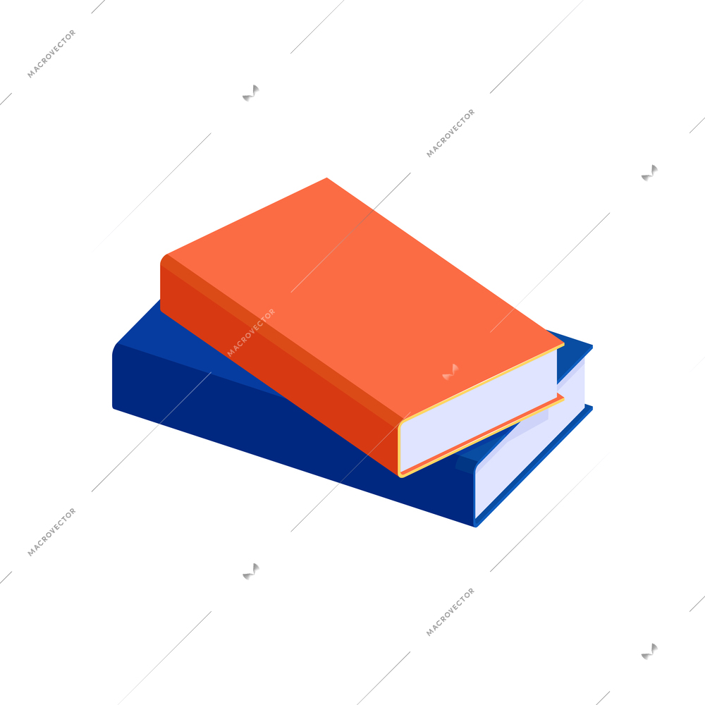 Two isometric colorful books on white background 3d vector illustration