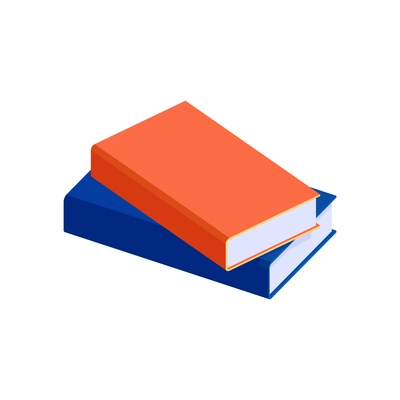 Two isometric colorful books on white background 3d vector illustration