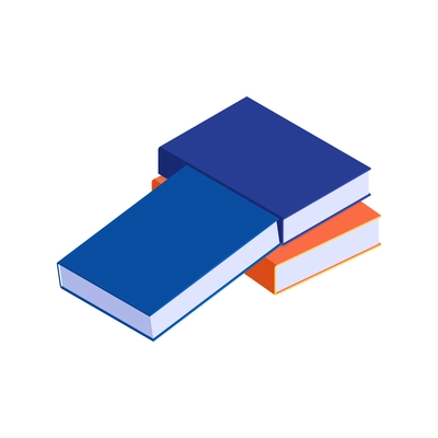 Stack of three books on white background isometric vector illustration