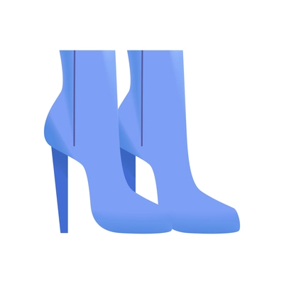 Pair of female high heeled blue boots on white background flat vector illustration