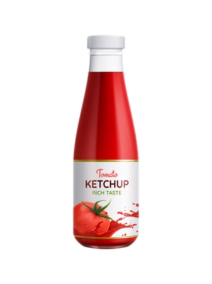 Realistic icon with bottle of tomato ketchup on white background vector illustration