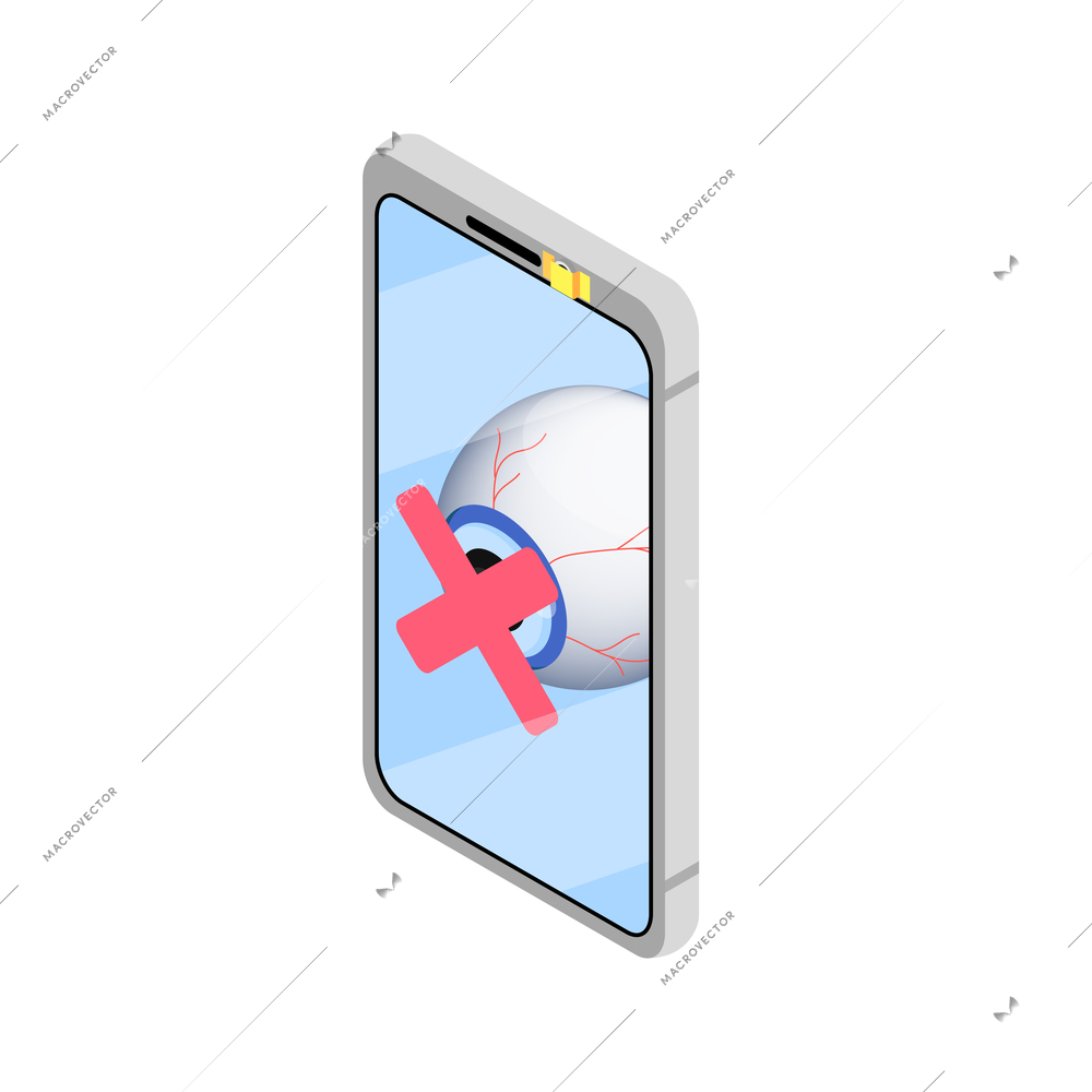 Personal data protection concept with covered camera lens on smartphone 3d isometric vector illustration