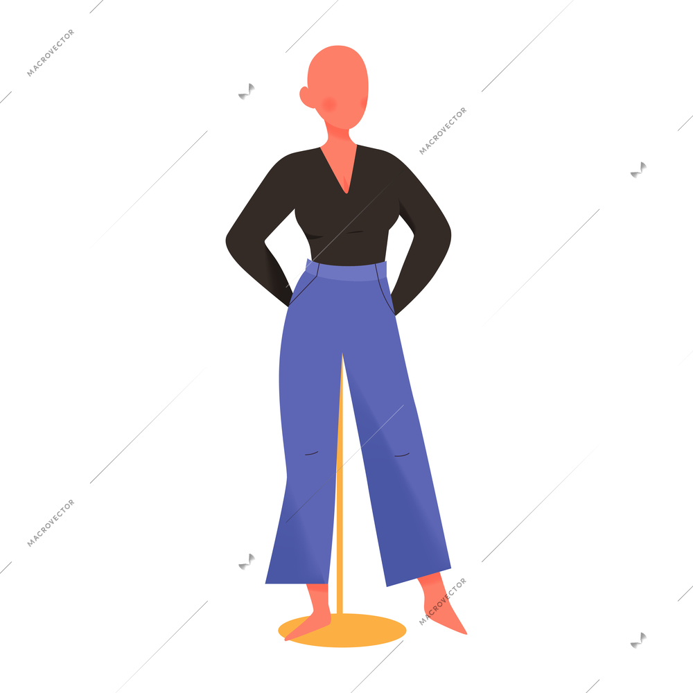 Flat icon with clothing store female mannequin in trousers and shirt vector illustration