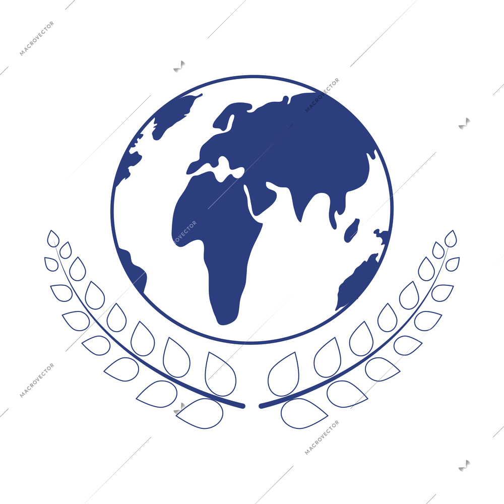Diplomacy flat concept with planet earth and olive branches isolated on white background vector illustration
