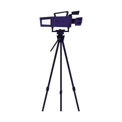 Professional camera on tripod flat icon vector illustration